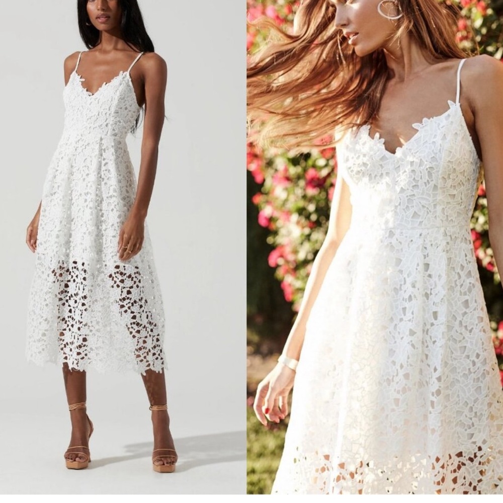 ASTR The Label White Lace Midi Dress size Small
